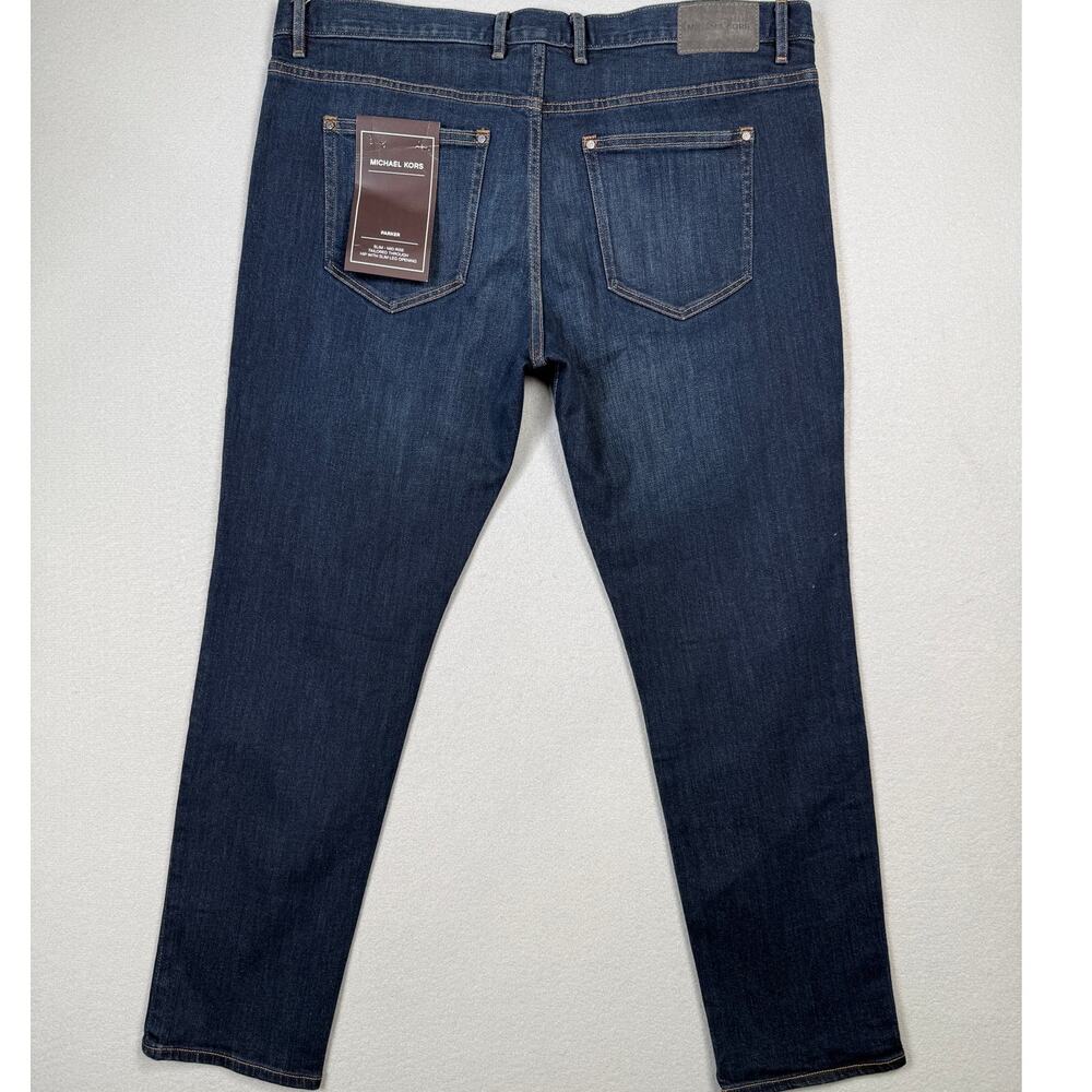 Michael Kors Men's Parker Slim-Fit Stretch Jeans, dark blue 38x30 $128
